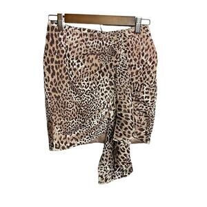 Naked Wardrobe Velvet‎ Ruffle Front Leopard Print Mini Skirt Size S NWT